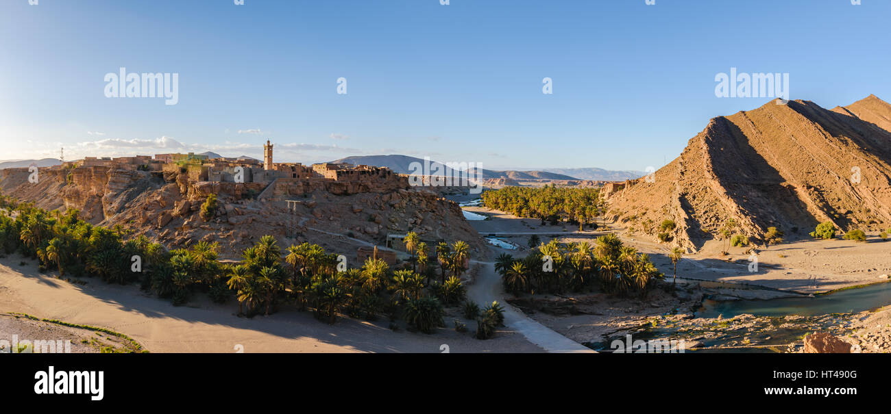 Trit ville près de Tata, Oued Tissint, Maroc Banque D'Images