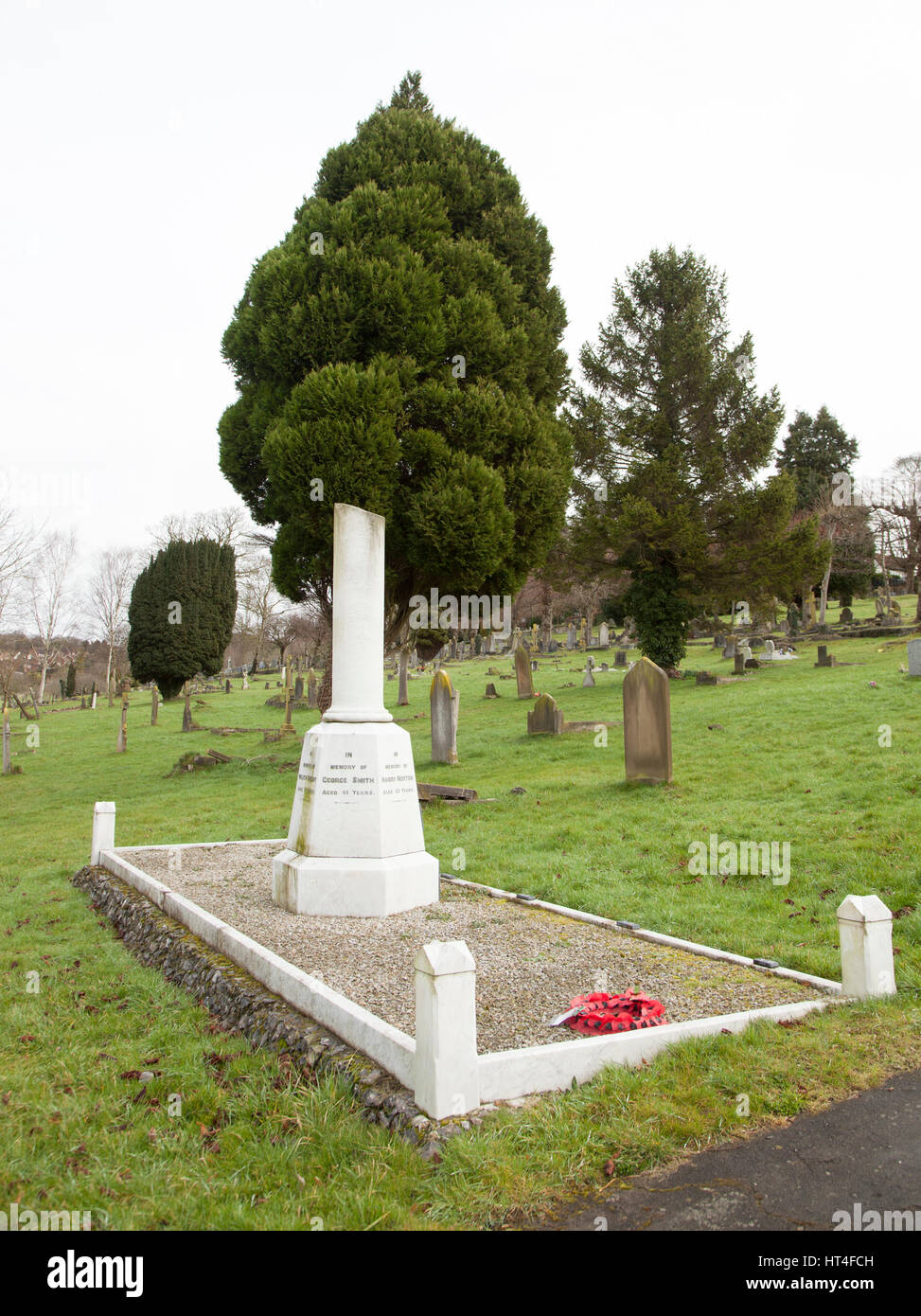 Monument à la fer 6 travailleurs tués dans la Maison blanche d'un effondrement en 1902, cimetière de High Wycombe Banque D'Images