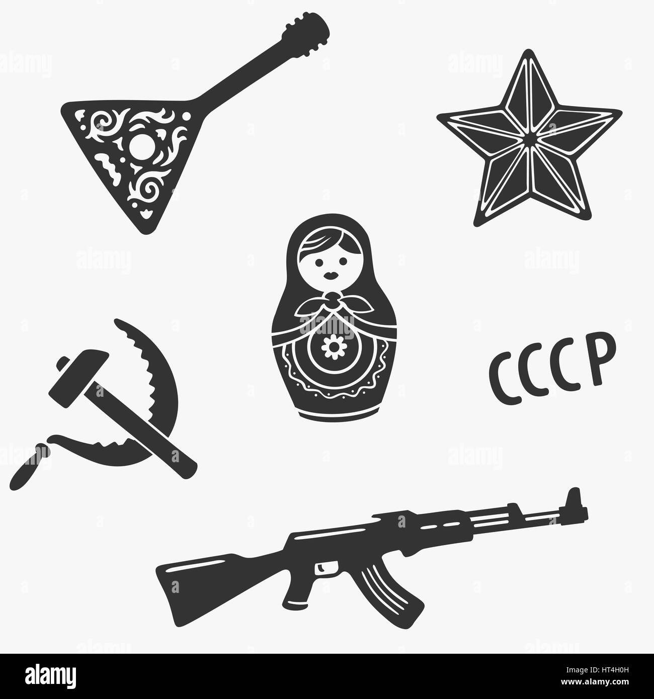 Jeu de symboles vectoriels Les stéréotypes de la Russie Illustration de Vecteur