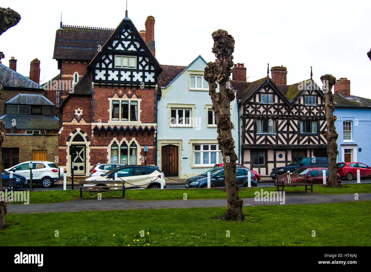 Ludlow Castle et la campagne de la ville, Banque D'Images