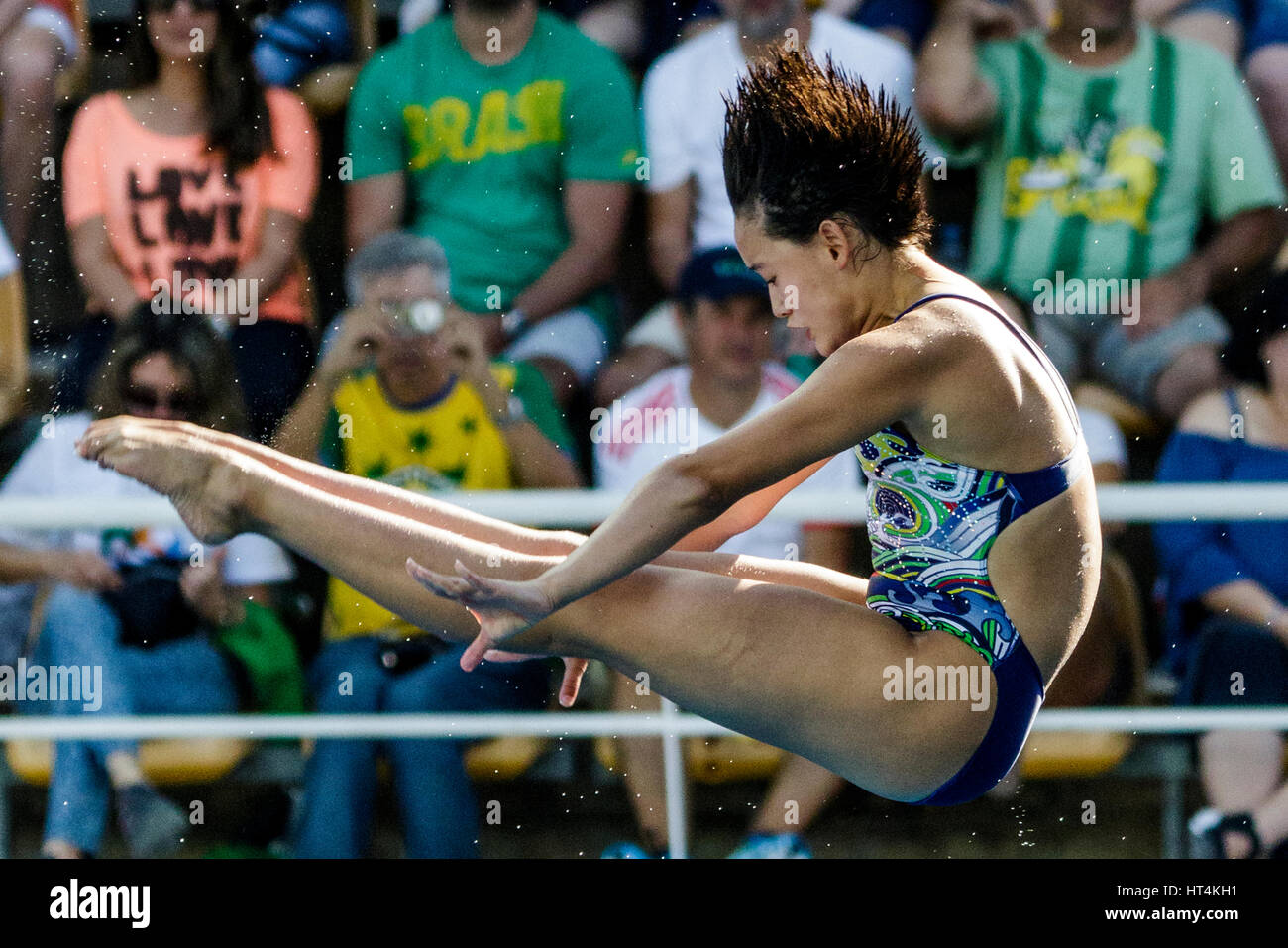 Rio de Janeiro, Brésil. 18 août 2016 Qian Ren (CHN) participe à la plate-forme de plongée femme 10m préliminaire à l'été 2016 Jeux Olympiques. ©PAUL J. Banque D'Images