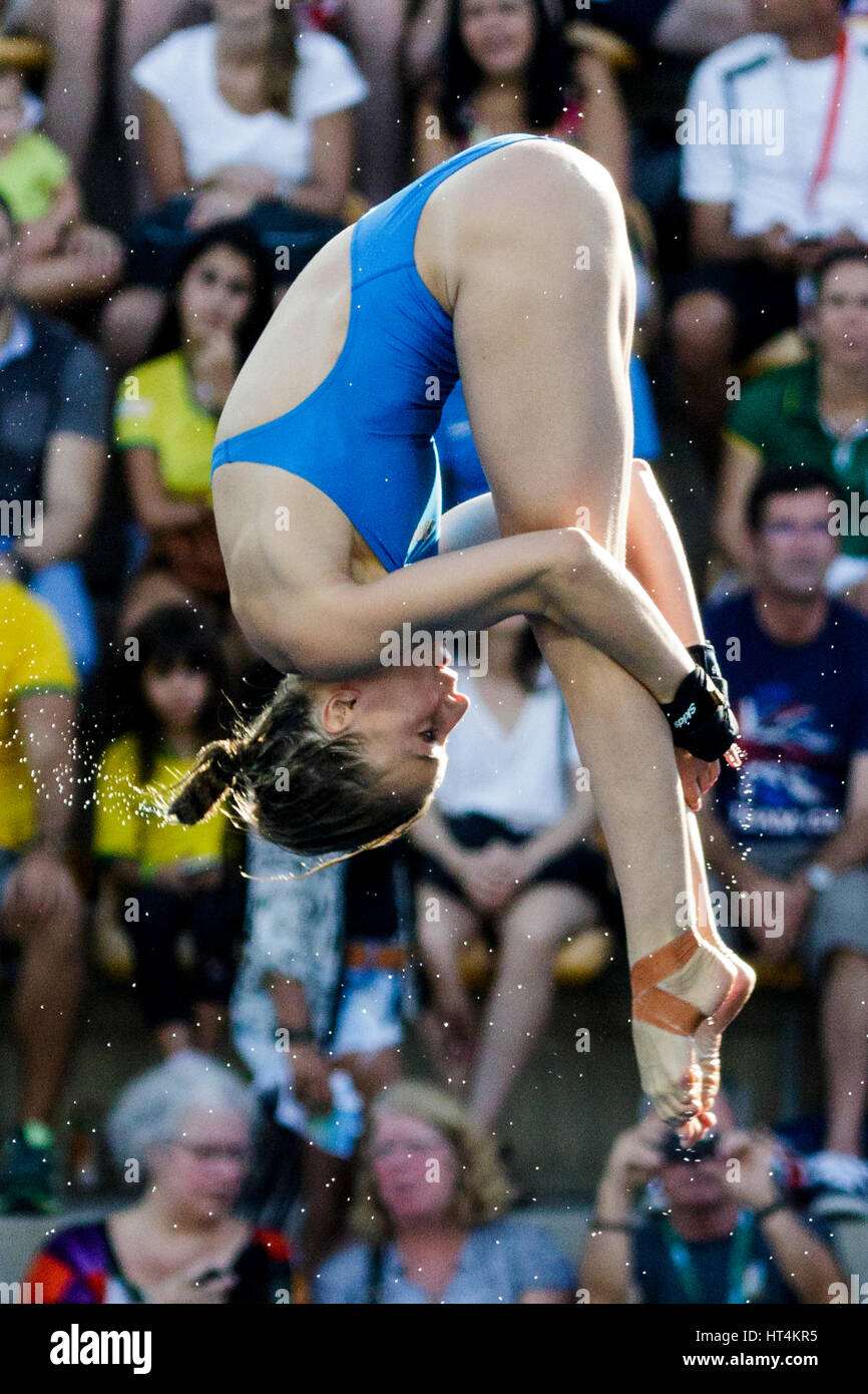 Rio de Janeiro, Brésil. 18 août 2016 Laura Marino (FRA) participe à la plate-forme de plongée femme 10m préliminaire à l'été 2016 Jeux Olympiques. ©Pa Banque D'Images