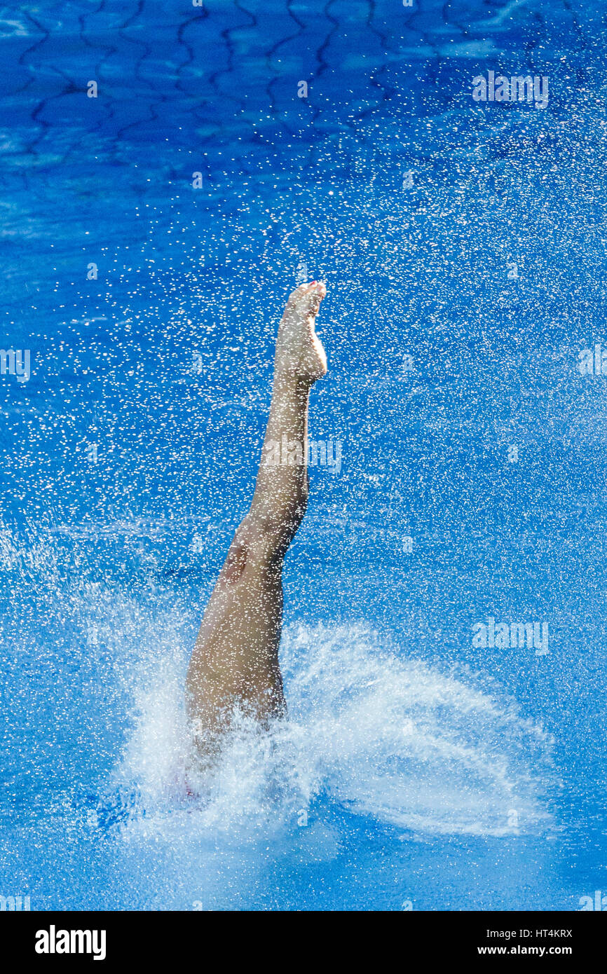 Rio de Janeiro, Brésil. 18 août 2016 Paolo Espinosa (MEX) participe à la plate-forme de plongée femme 10m préliminaire à l'été 2016 Jeux Olympiques. ©P Banque D'Images