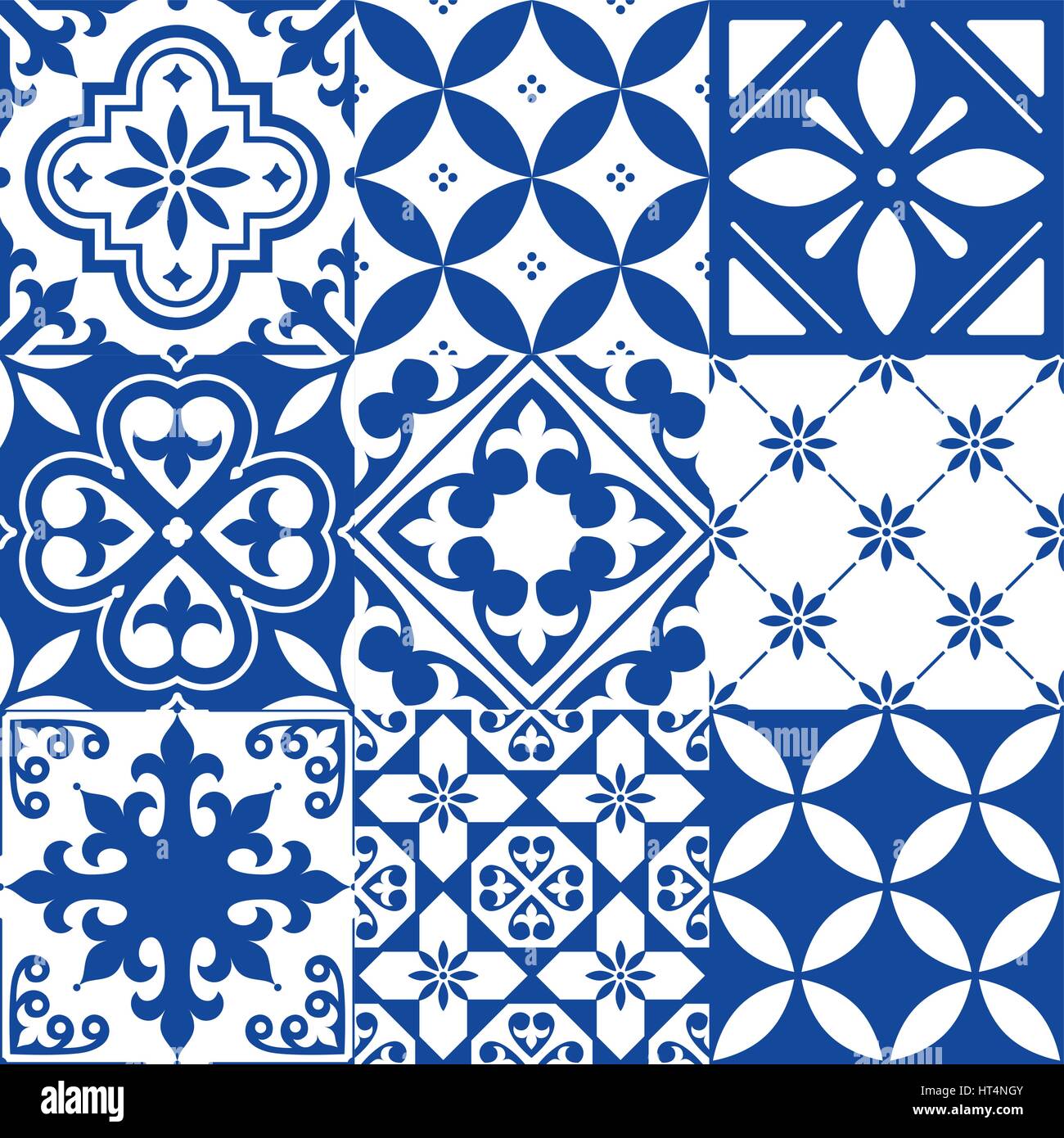 L'Espagnol Tuiles, carreaux marocains design, motif bleu marine transparente Illustration de Vecteur