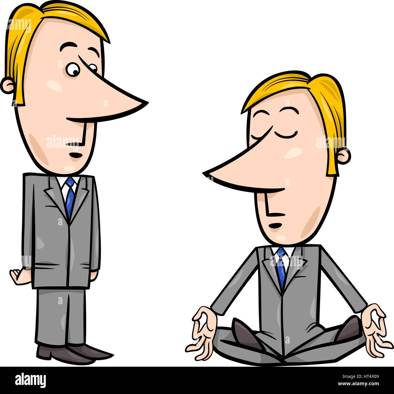 Illustration Cartoon Concept de méditer et homme d'affaires surpris Manager Illustration de Vecteur
