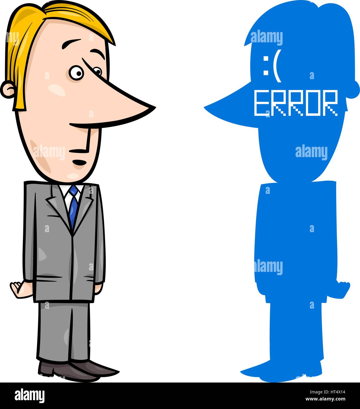 Cartoon Illustration of Businessman Concept avec erreur d'écran bleu de la mort Illustration de Vecteur