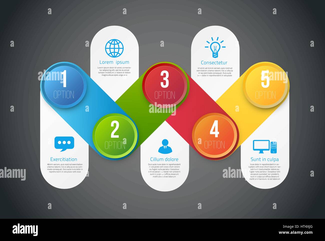 L'infographie avec 5 étapes ou de couleur options Illustration de Vecteur