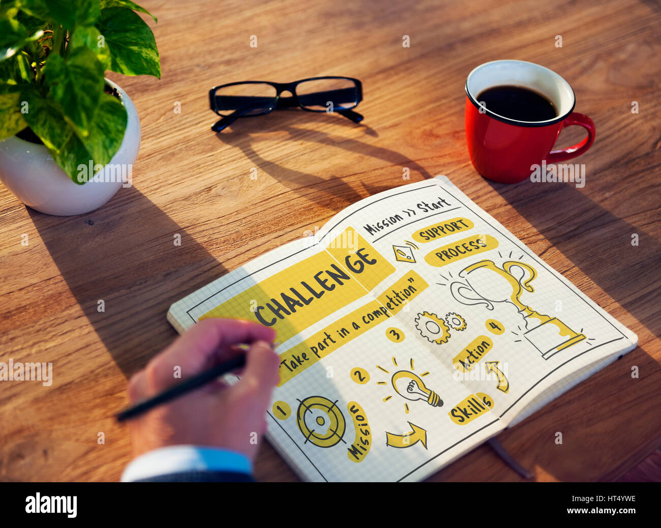 Objectif défi Essai Target Test de compétences Concept Trophée Banque D'Images