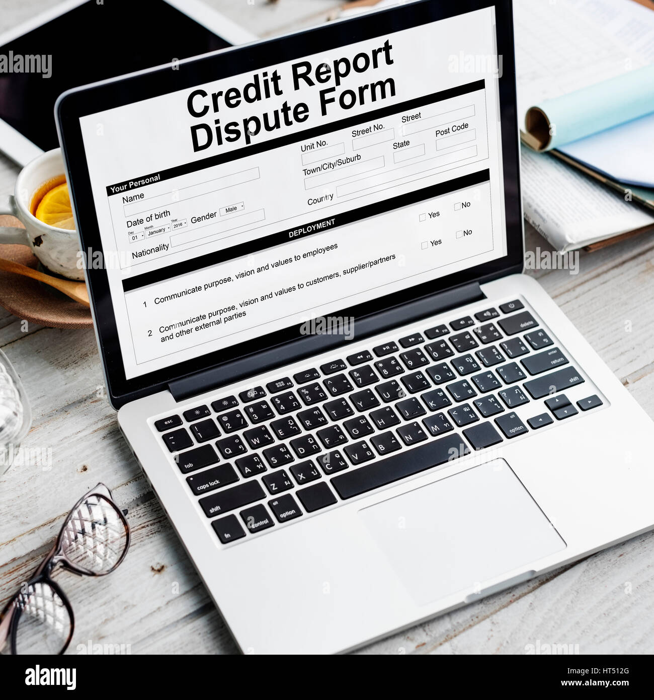 Credit Report d'Assurance Formulaire de contestation Concept Banque D'Images