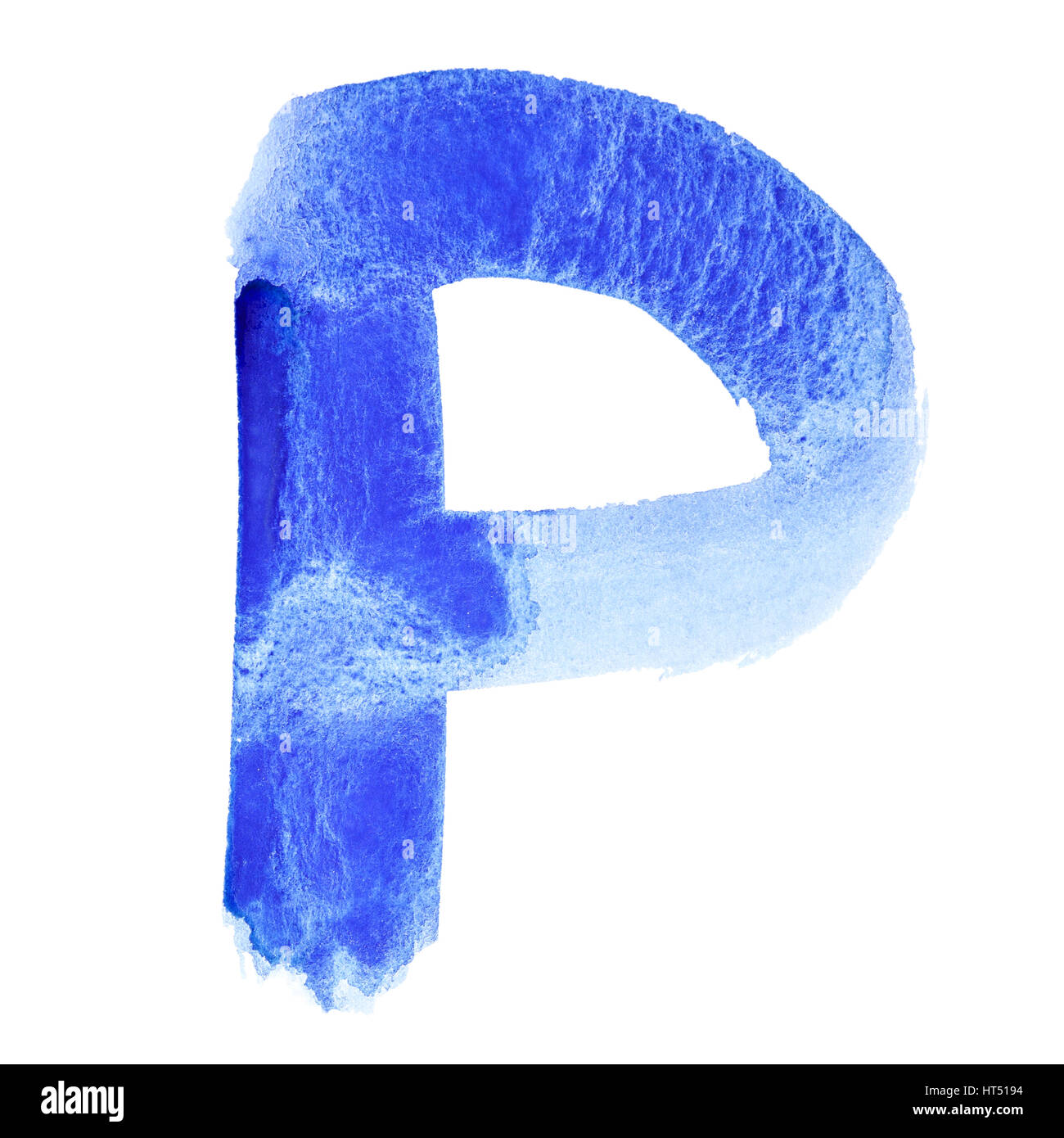 P - lettres à l'Aquarelle sur fond blanc Banque D'Images