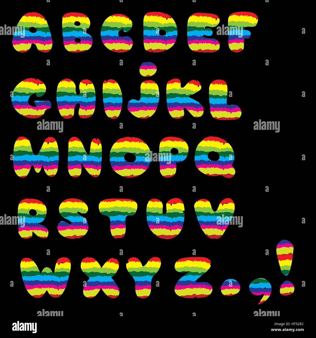 Alphabet. grunge dessin ligne police décorative. hipsters doodle a tracé des caractères Latin alphabet lettre Illustration de Vecteur