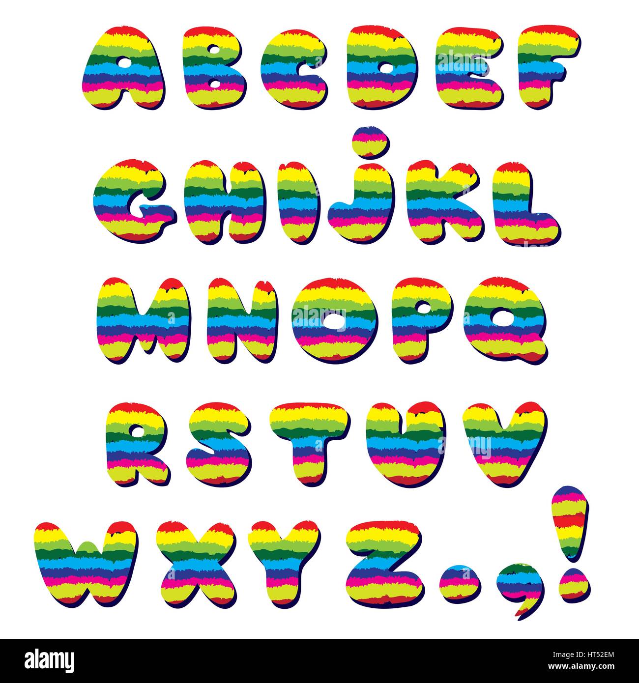 Alphabet. grunge dessin ligne police décorative. hipsters doodle a tracé des caractères Latin alphabet lettre Illustration de Vecteur