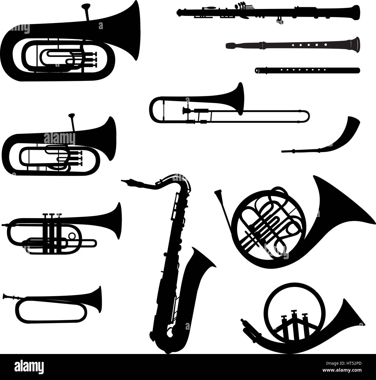 Instruments de musique vector set. instrument de musique silhouette sur fond blanc. Illustration de Vecteur