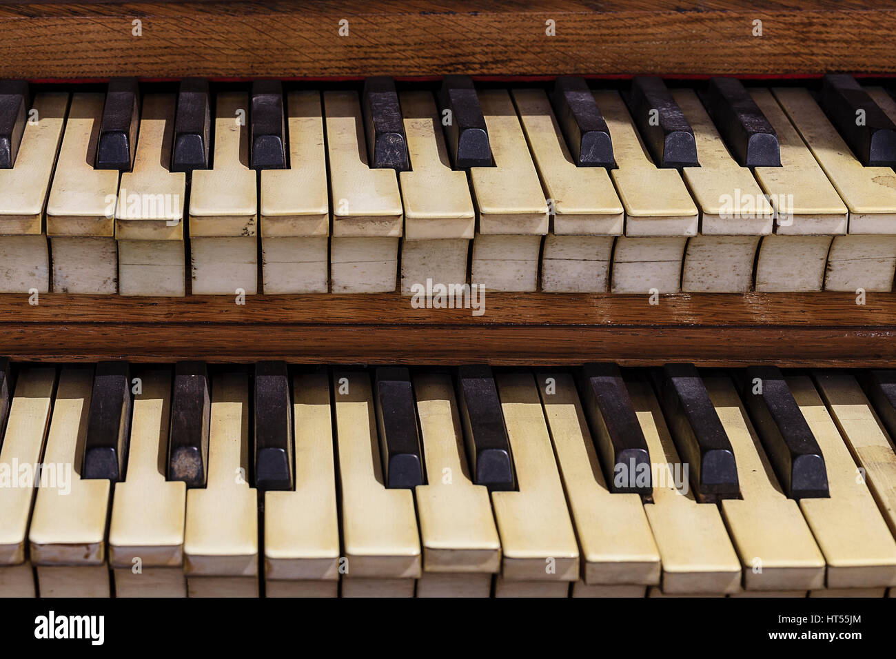 Close Up de clavier orgue de l'Église Banque D'Images