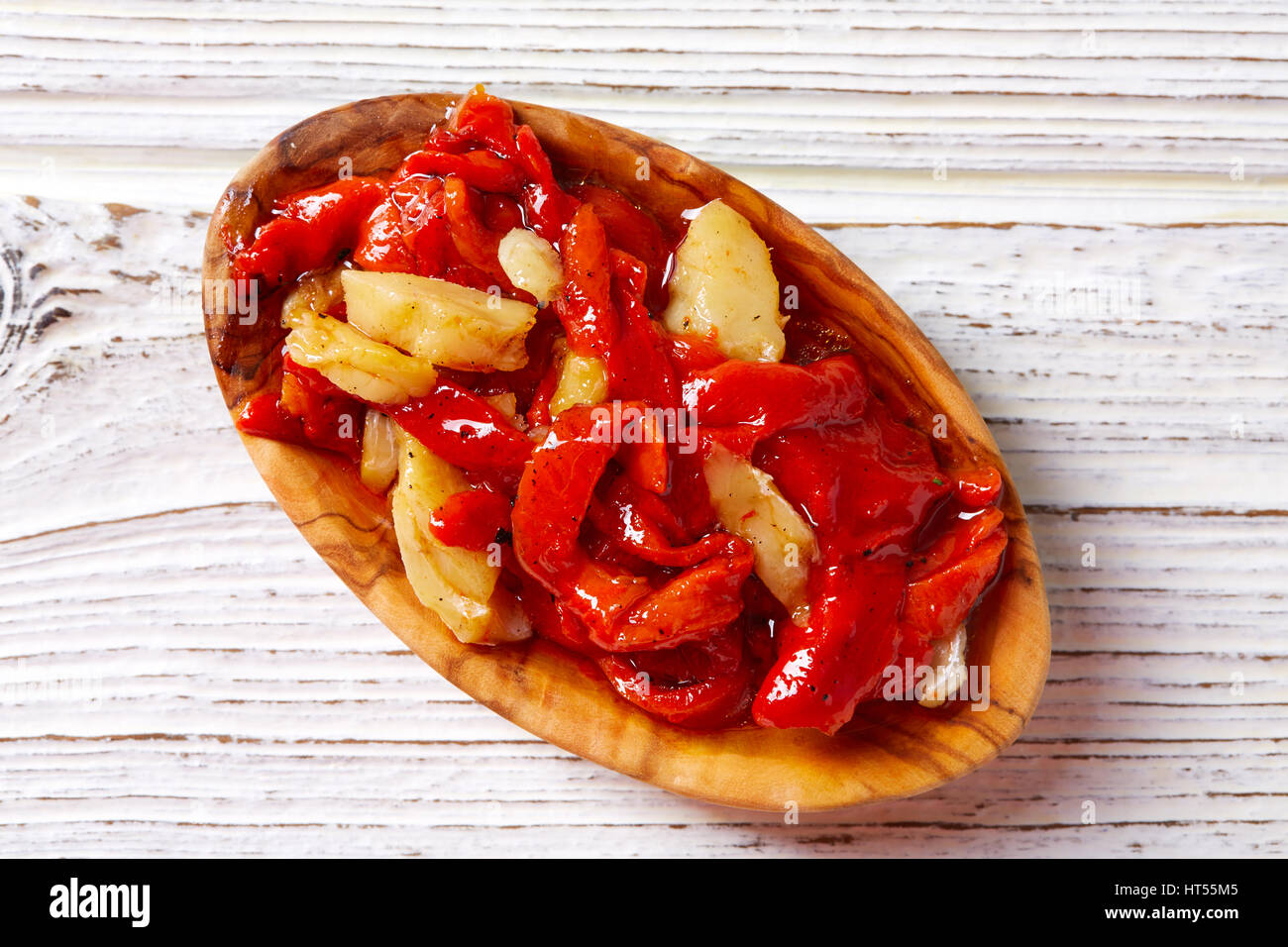 Poivre rouge de la morue et de l'Espagne tapas esgarraet Banque D'Images