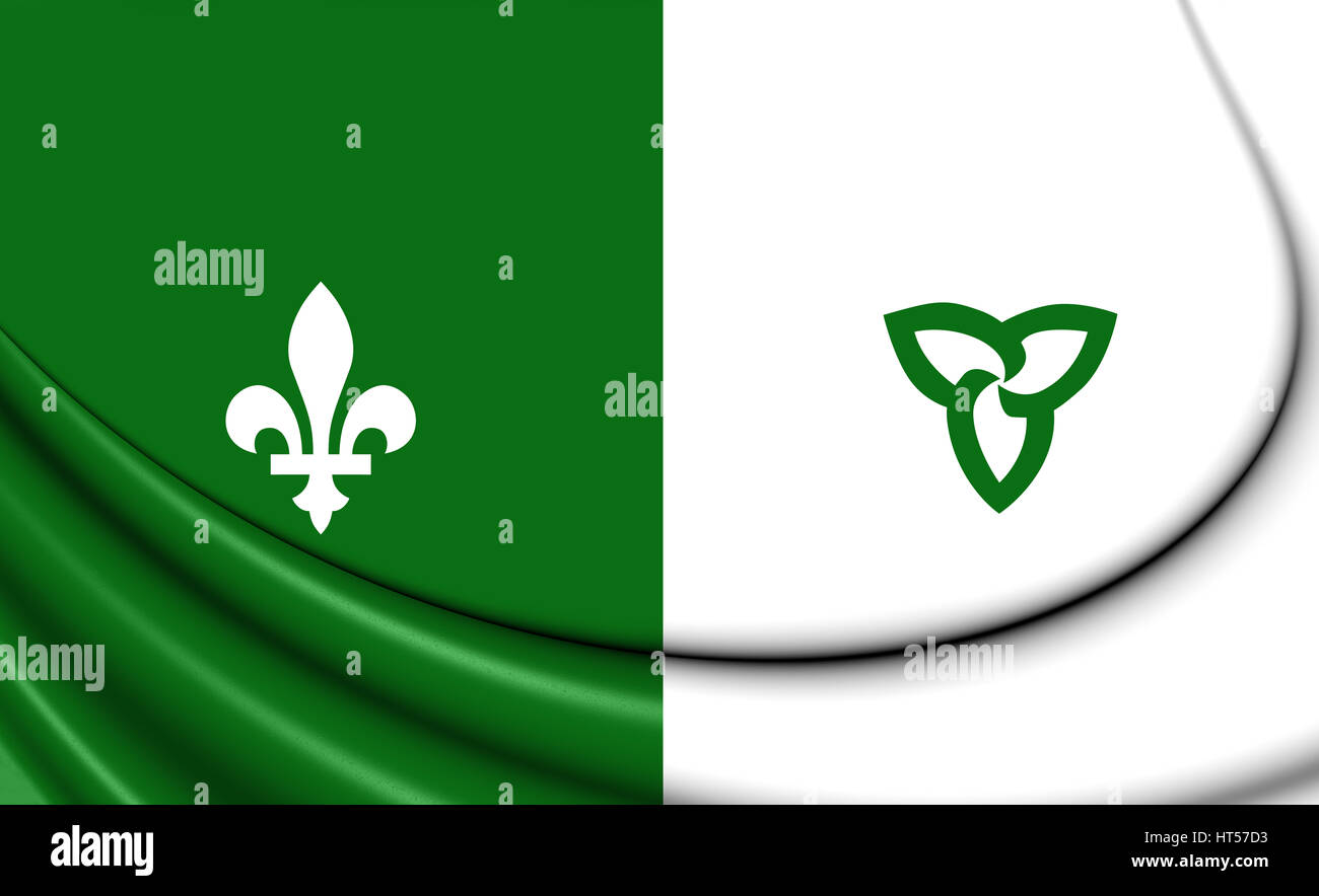 3D Drapeau franco-ontarien. L'Ontario, Canada. 3D Illustration. Banque D'Images