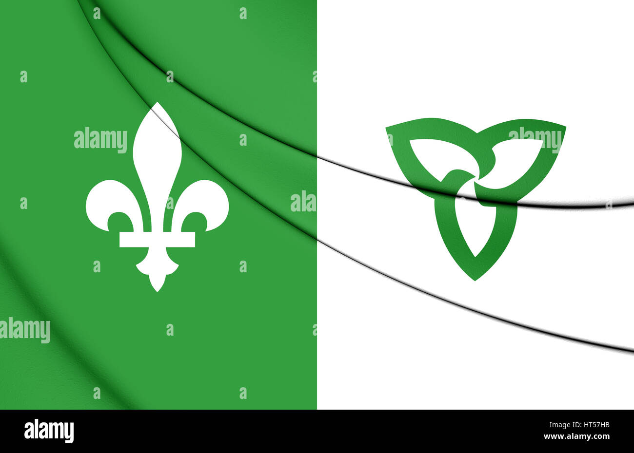 3D Drapeau franco-ontarien. L'Ontario, Canada. 3D Illustration. Banque D'Images