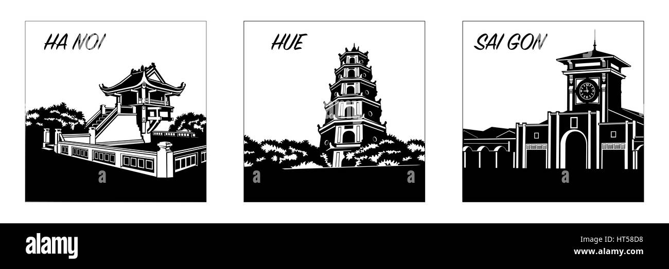 Vietnam symbolisant, modèle plat vector illustration Banque D'Images