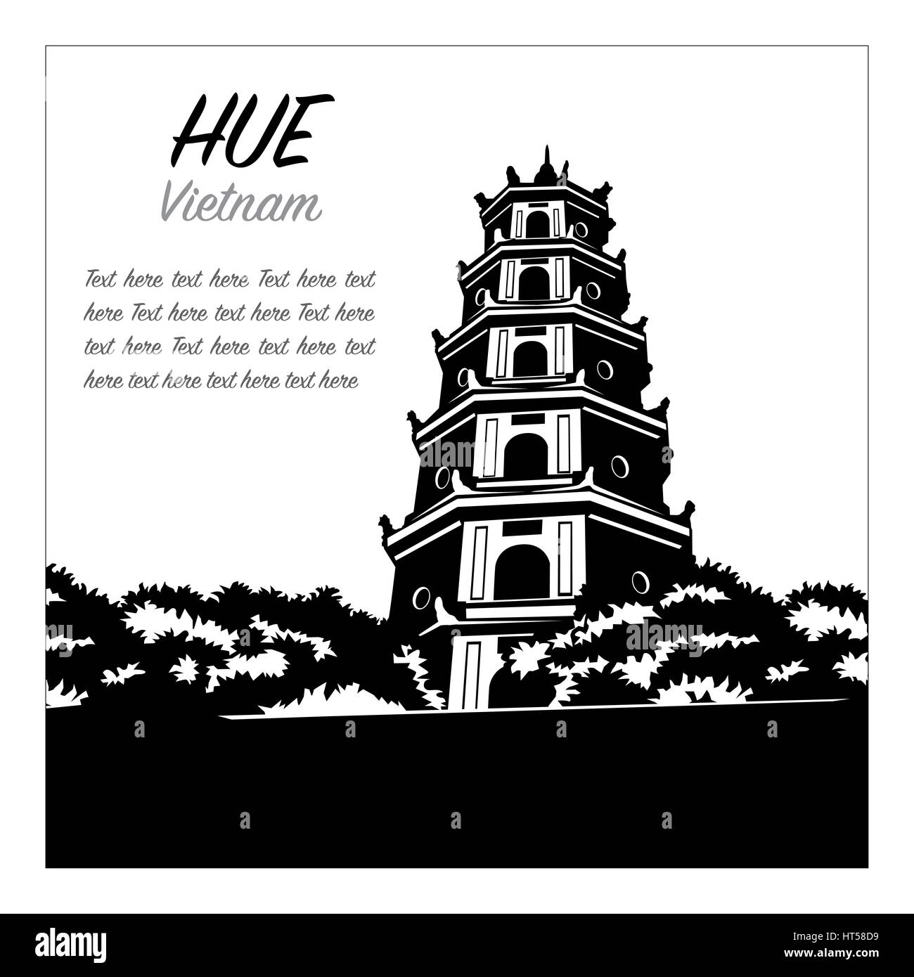 Hue, Vietnam, Asie du sud-est. Pagode Thien-Mu. Temple historique. Édifice religieux. L'ancienne capitale impériale symbole non officiel. Banque D'Images