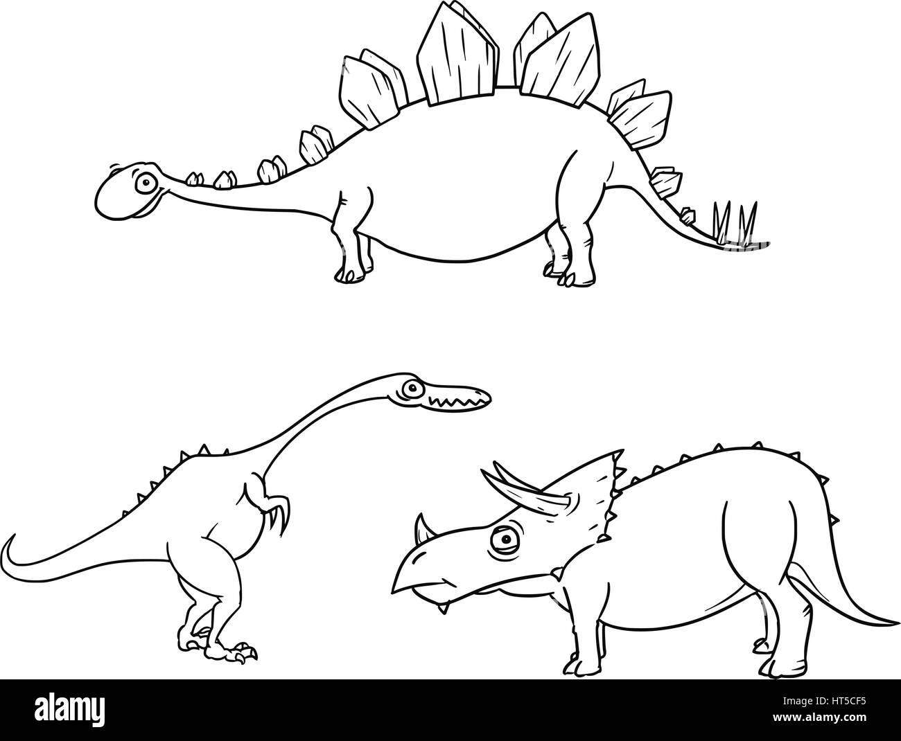Cartoon Vector Set 04 de l'ancien monster dinosaure Triceratops Stegosaurus -,,Coelophysis Illustration de Vecteur