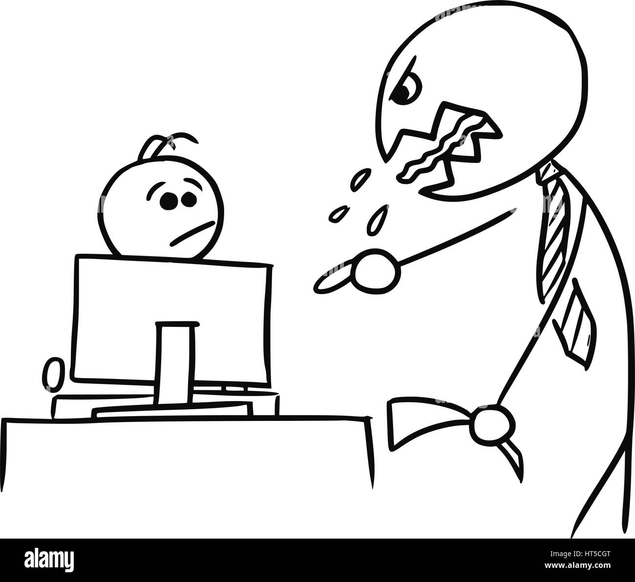 Vector Cartoon doodle stickman patron, c'est crier à workerat office Illustration de Vecteur