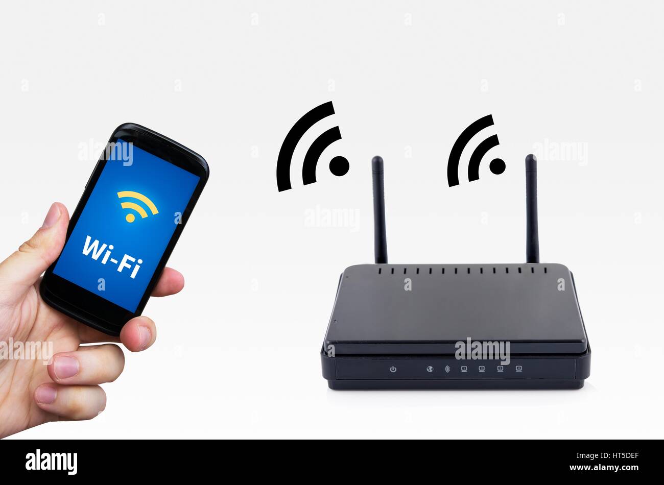 Routeur sans fil avec votre appareil mobile network concept Banque D'Images
