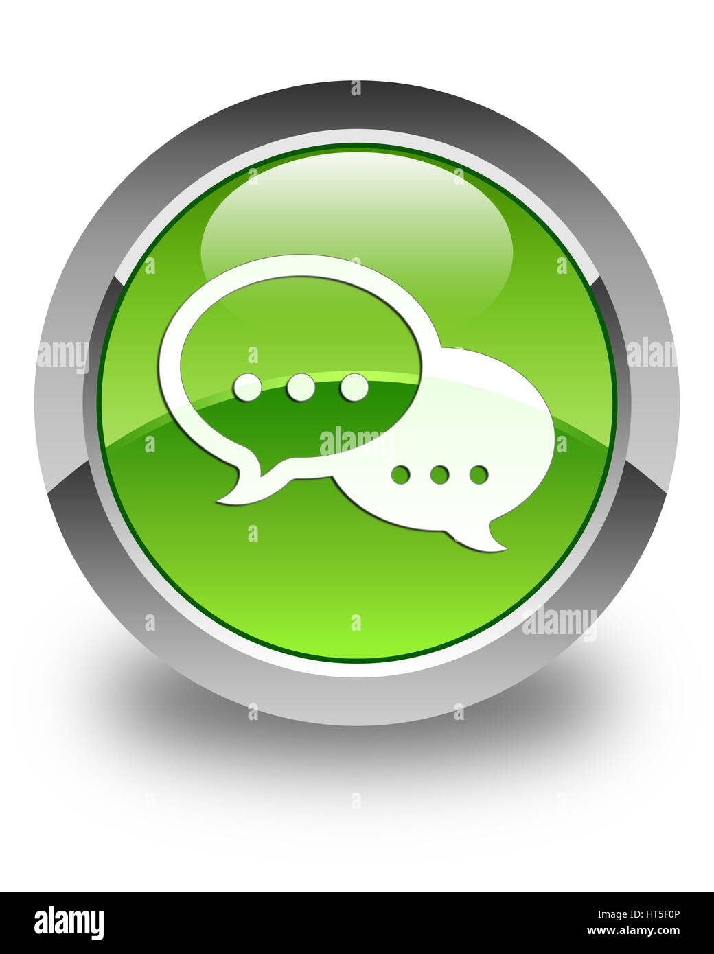 Parler isolé sur l'icône bulle bouton rond vert brillant abstract illustration Banque D'Images