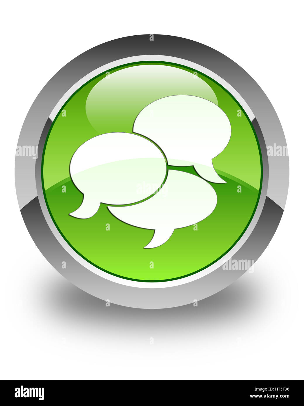 Commentaires isolé sur l'icône bouton rond vert brillant abstract illustration Banque D'Images