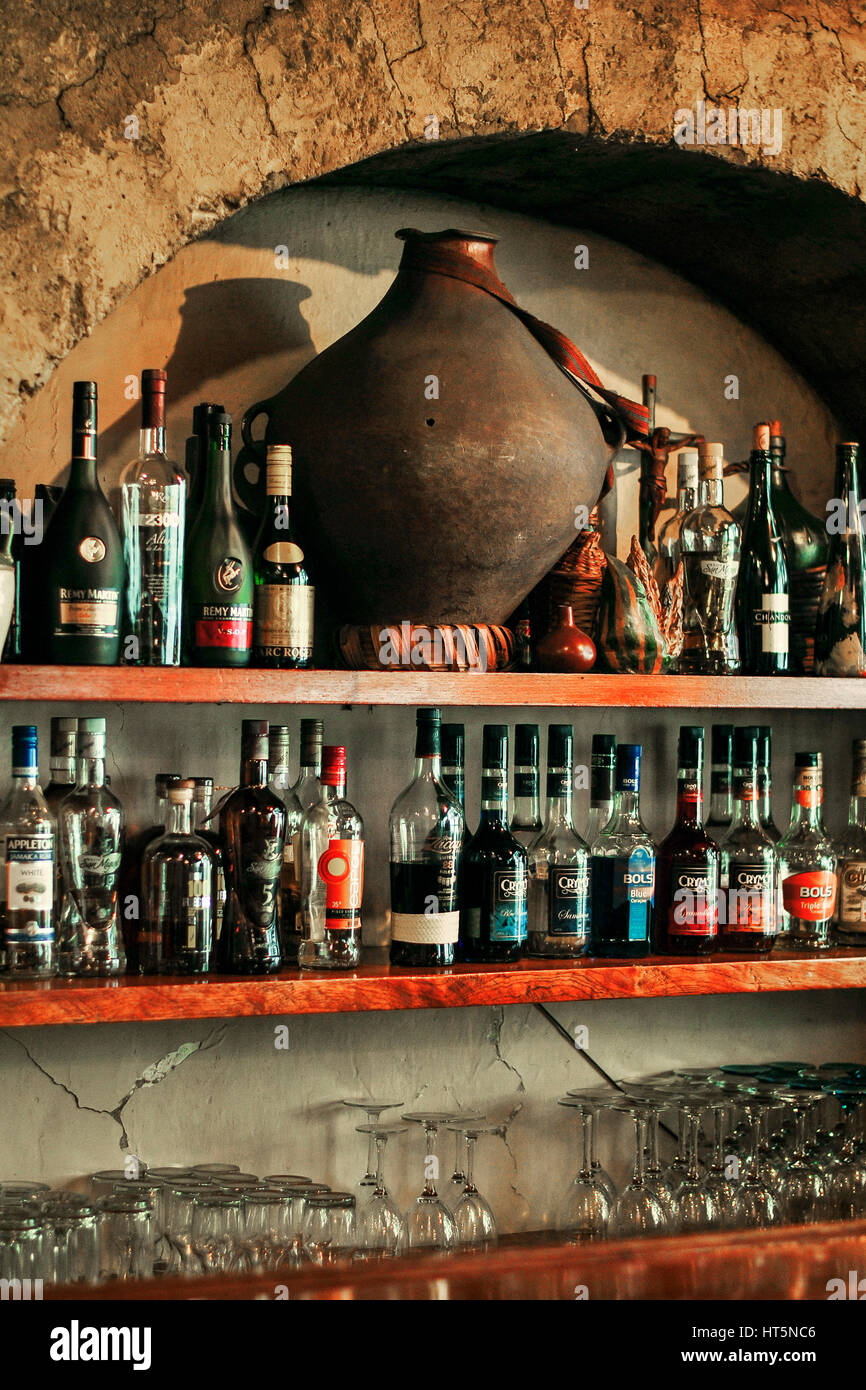 Bar dans un restaurant rustique. Ingapirca. L'Équateur Banque D'Images