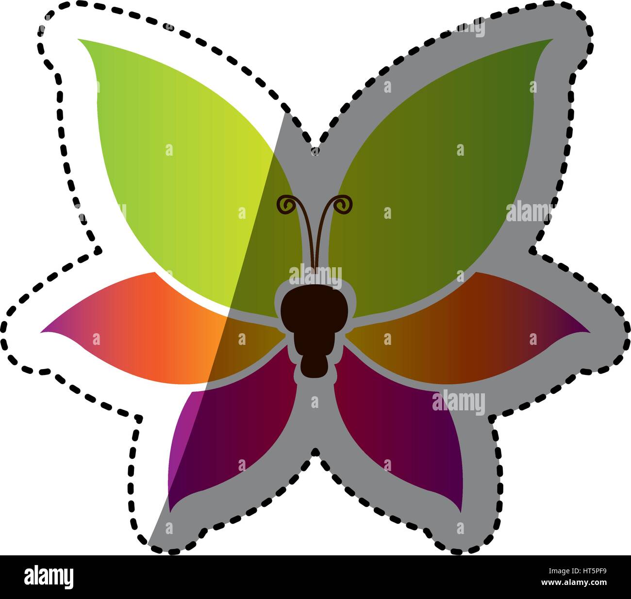 Papillon aux ailes tricolores icon Illustration de Vecteur