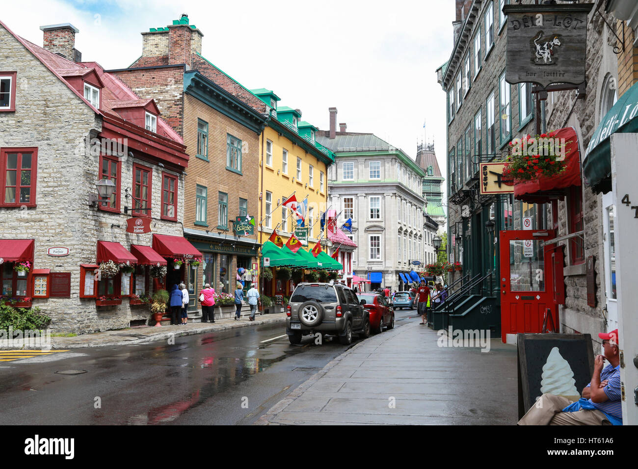 Vieux Québec un jour de pluie Banque D'Images