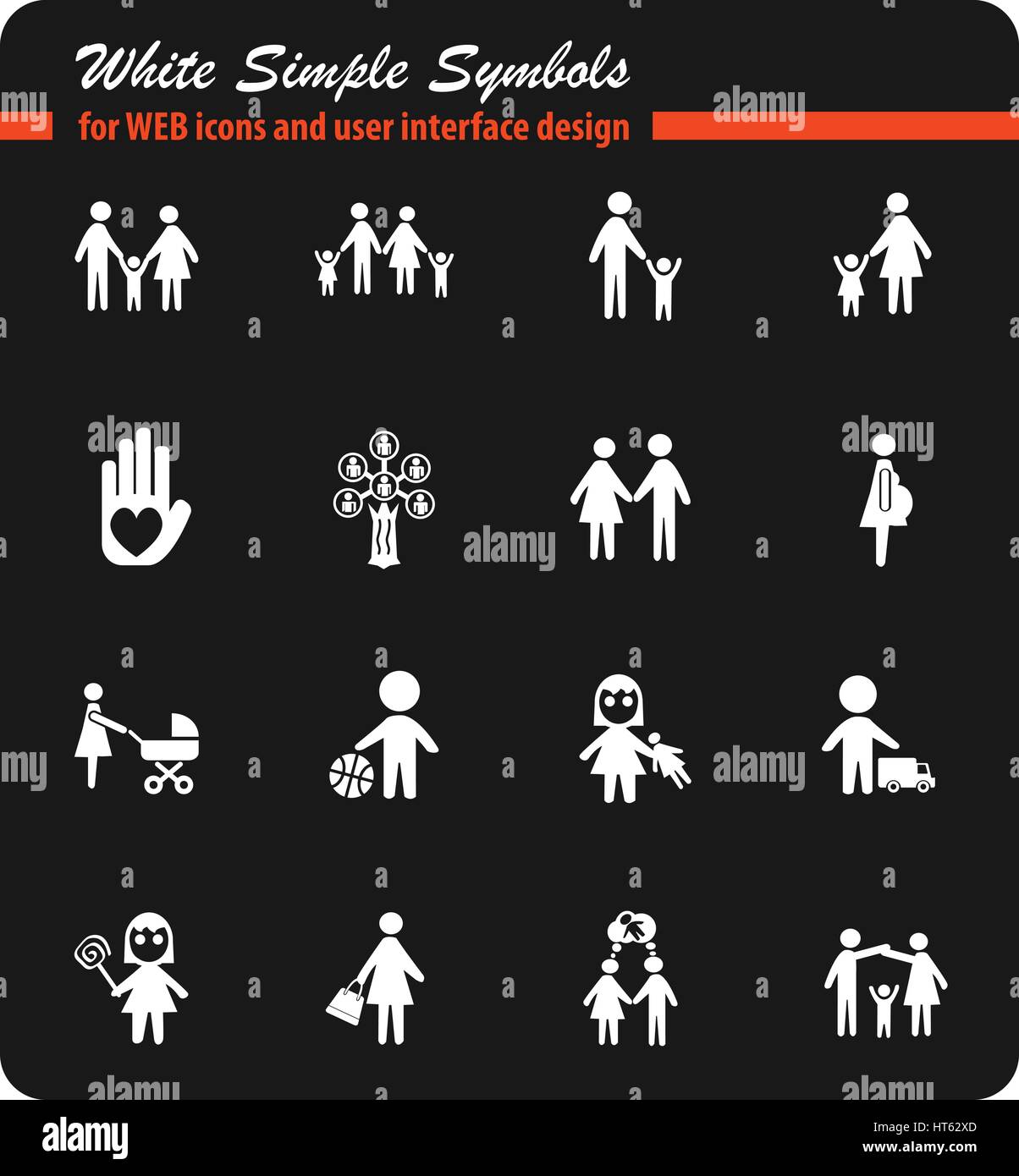 Site web de la famille des icônes pour la conception d'interface utilisateur Illustration de Vecteur
