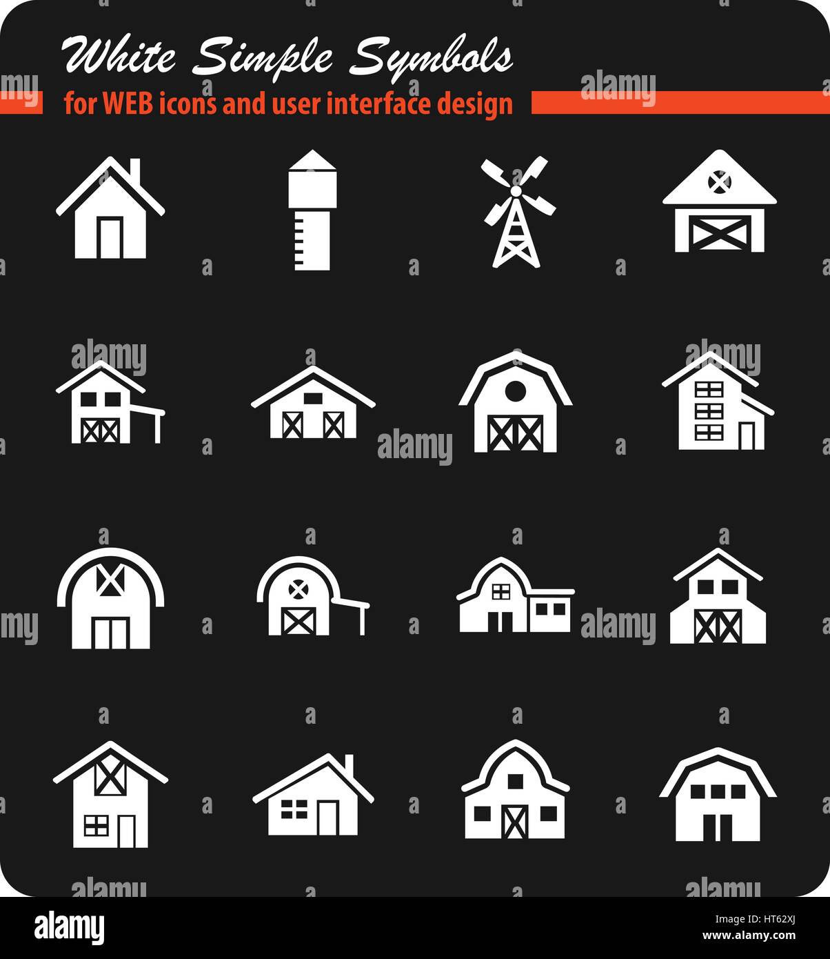 Bâtiment de ferme web icons pour la conception d'interface utilisateur Illustration de Vecteur