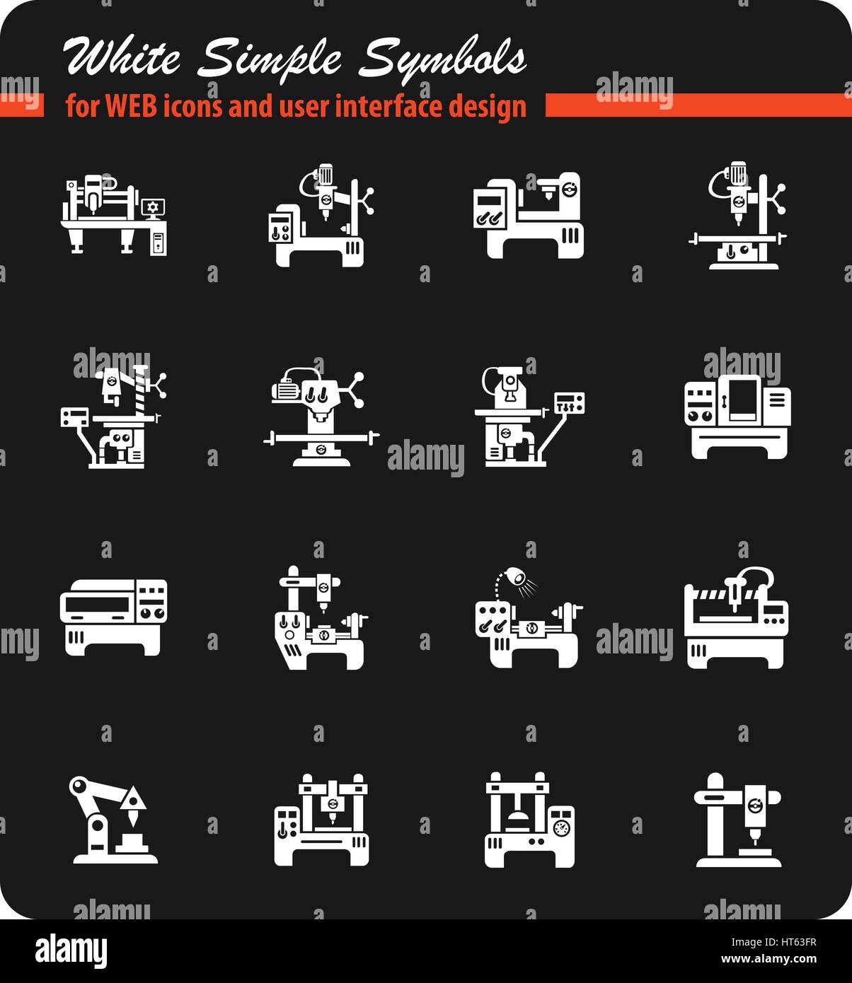 L'équipement industriel simple blanc symboles pour les icônes de l'interface utilisateur web et design Illustration de Vecteur