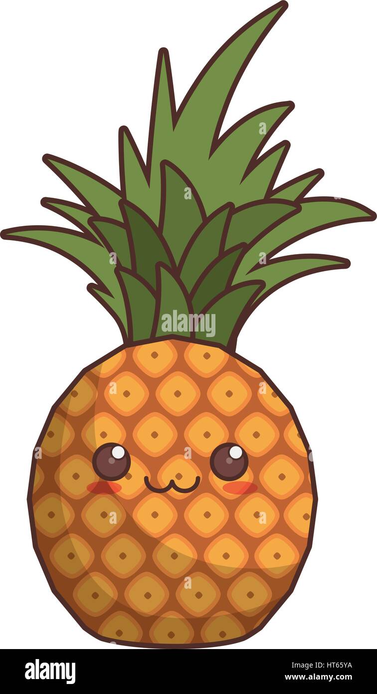 Kawaii pineapple fruit icon Banque d'images vectorielles Alamy