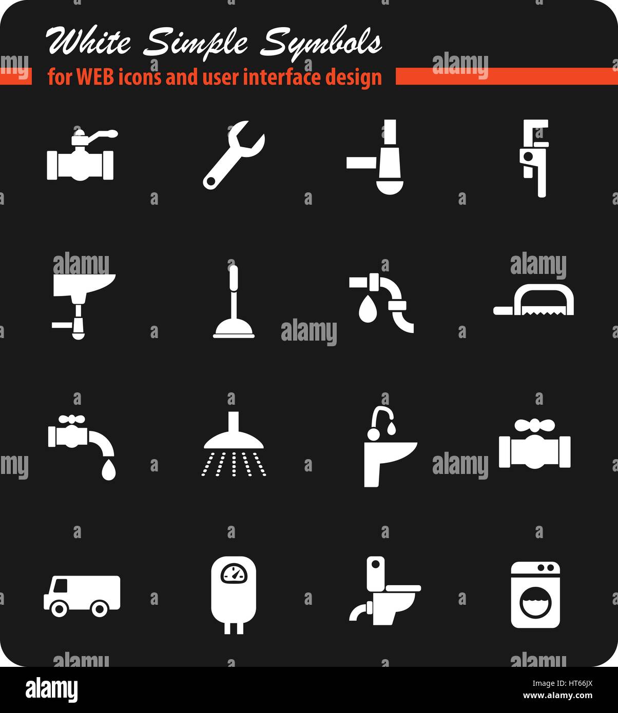 Web service de plomberie et d'icônes pour la conception d'interface utilisateur Illustration de Vecteur