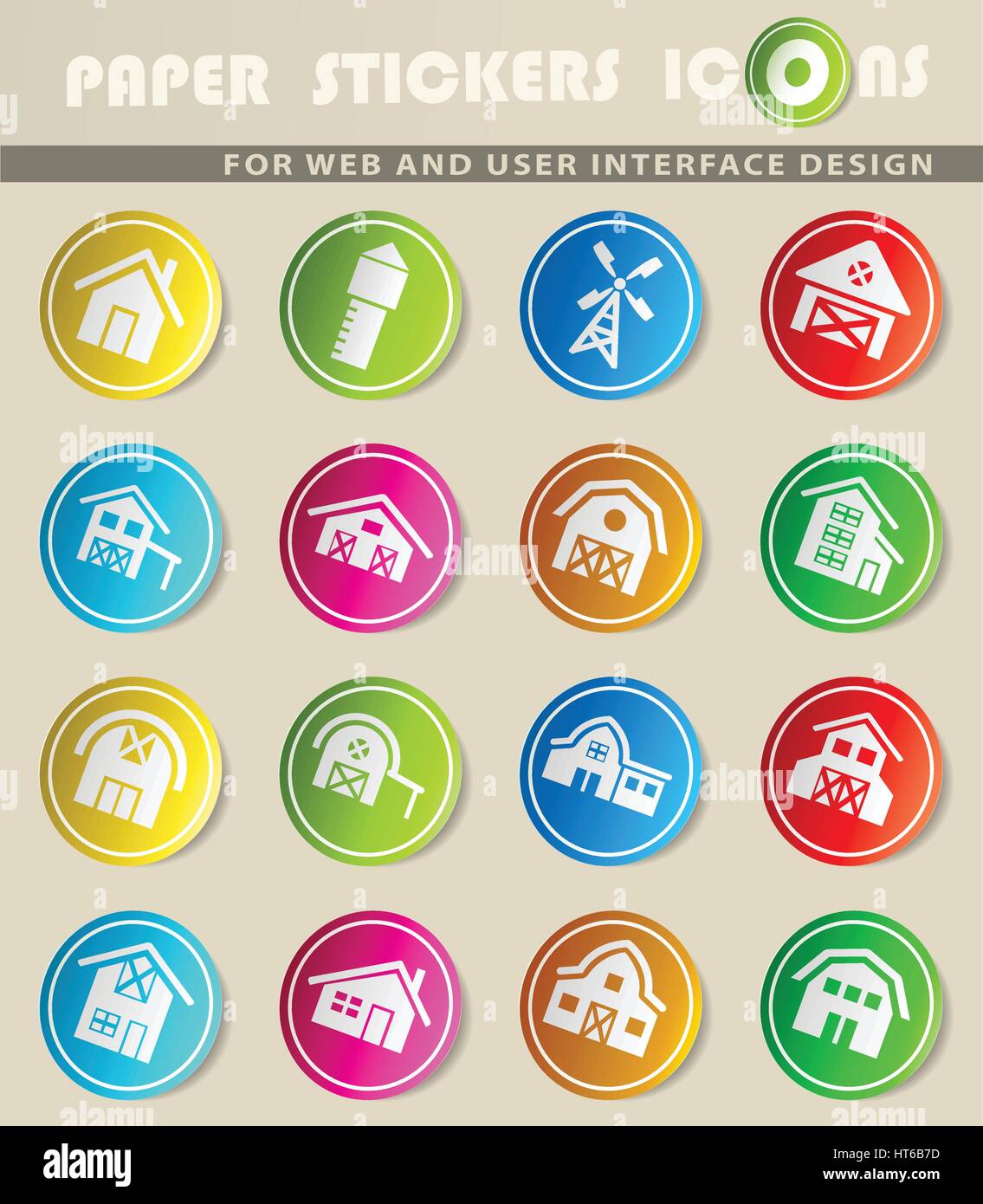 Bâtiment de ferme web icons pour la conception d'interface utilisateur Illustration de Vecteur