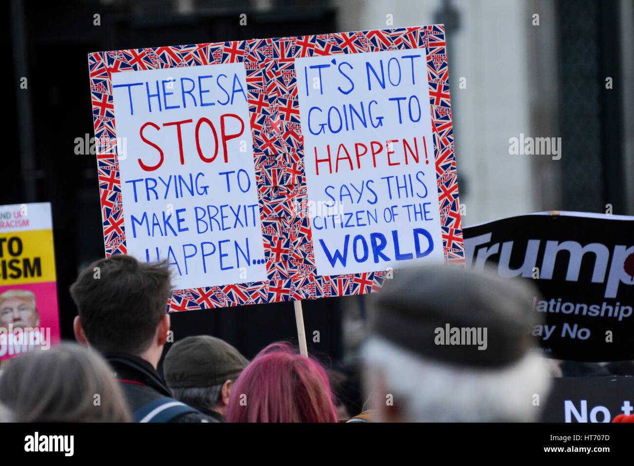 Trump Stop Stop & Brexit manifestation à Parliament Square, Londres. Banque D'Images