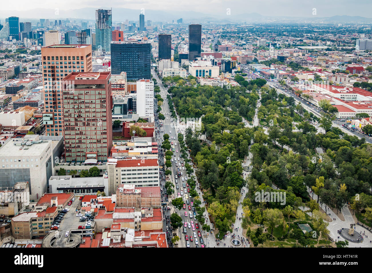 Vue aérienne de la ville de Mexico Alameda Central Park - Mexique Banque D'Images