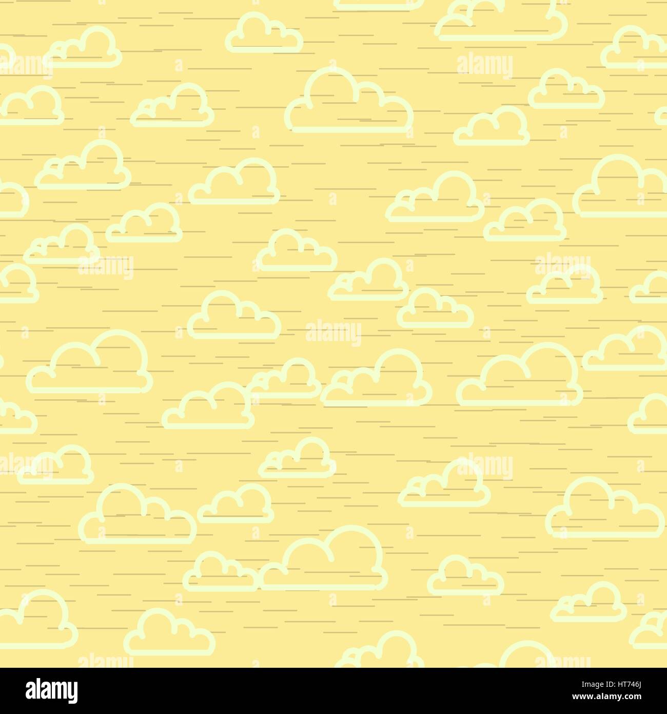 Résumé ciel nuageux jaune motif transparent. Lignes de nuages fond lumineux. Vector illustration. Décoration scrapbooking modèle. Illustration de Vecteur