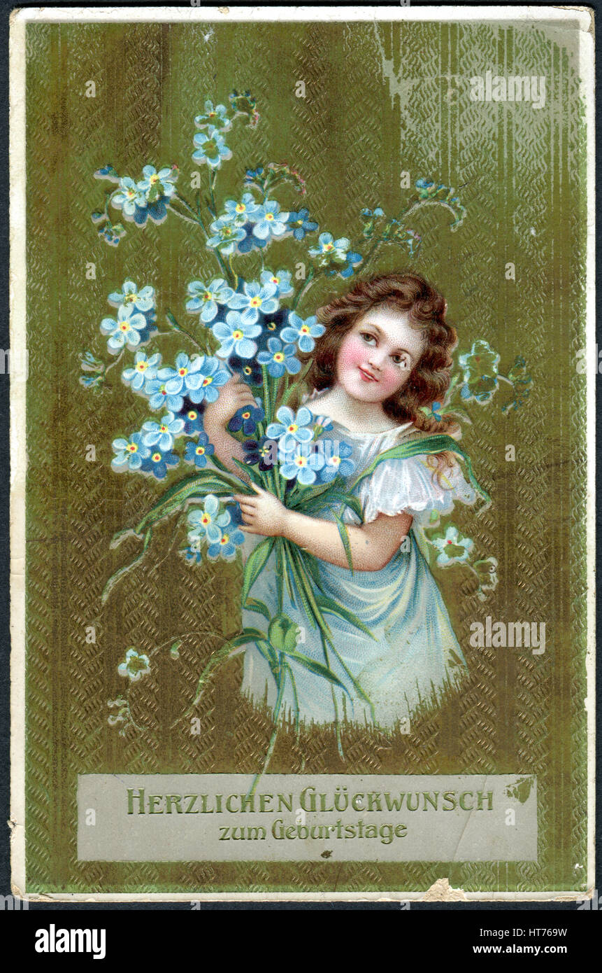 Vintage Happy Birthday Postcard Flowers Banque D Image Et Photos Alamy