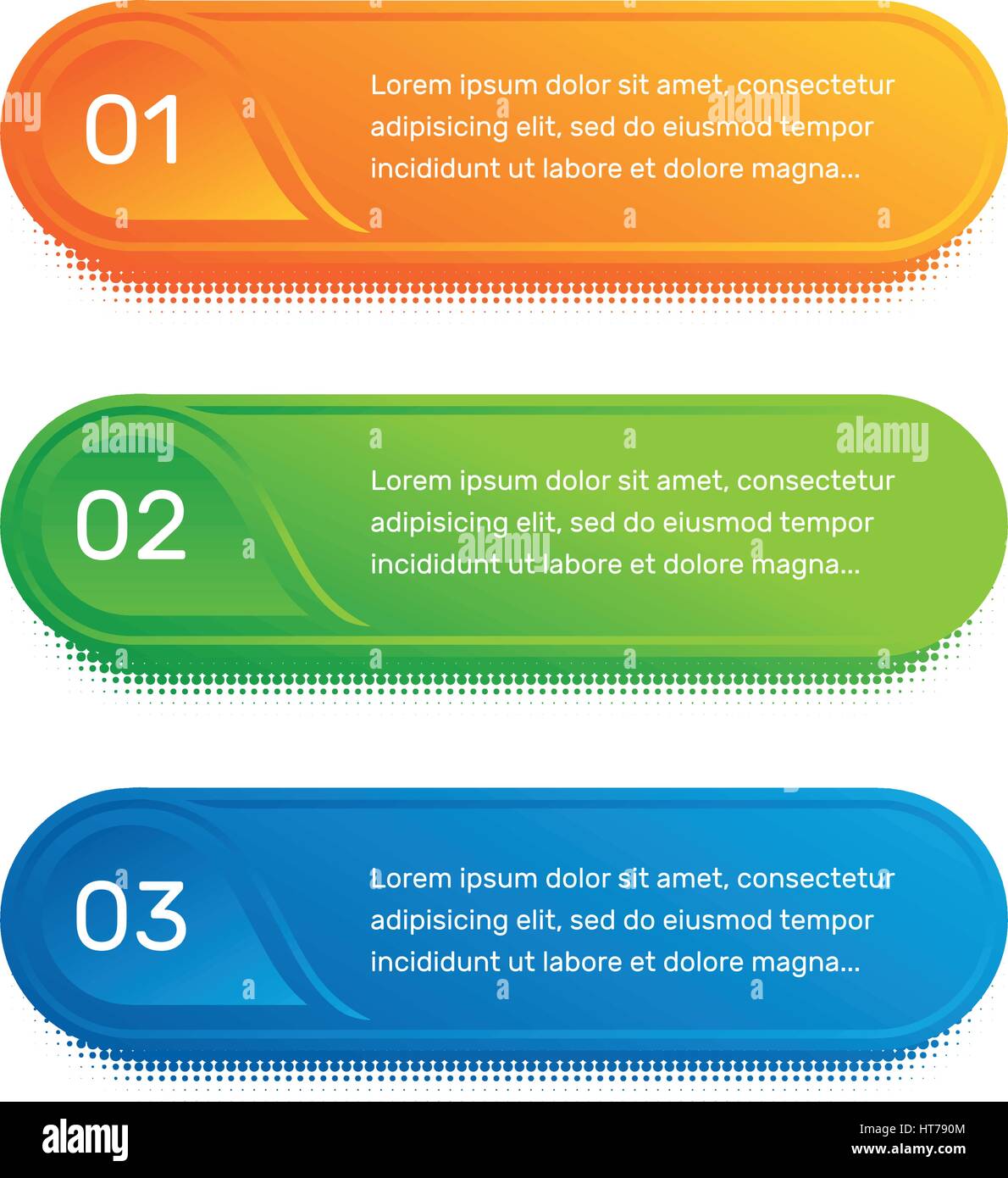 Workflow de mise en page. Aperçu du menu coloré pour l'interface de l'app. Nombre d'options. Web design de boutons éléments. L'infographie 1. 2. 3. modèle de scénario. Illustration du texte. Illustration de Vecteur