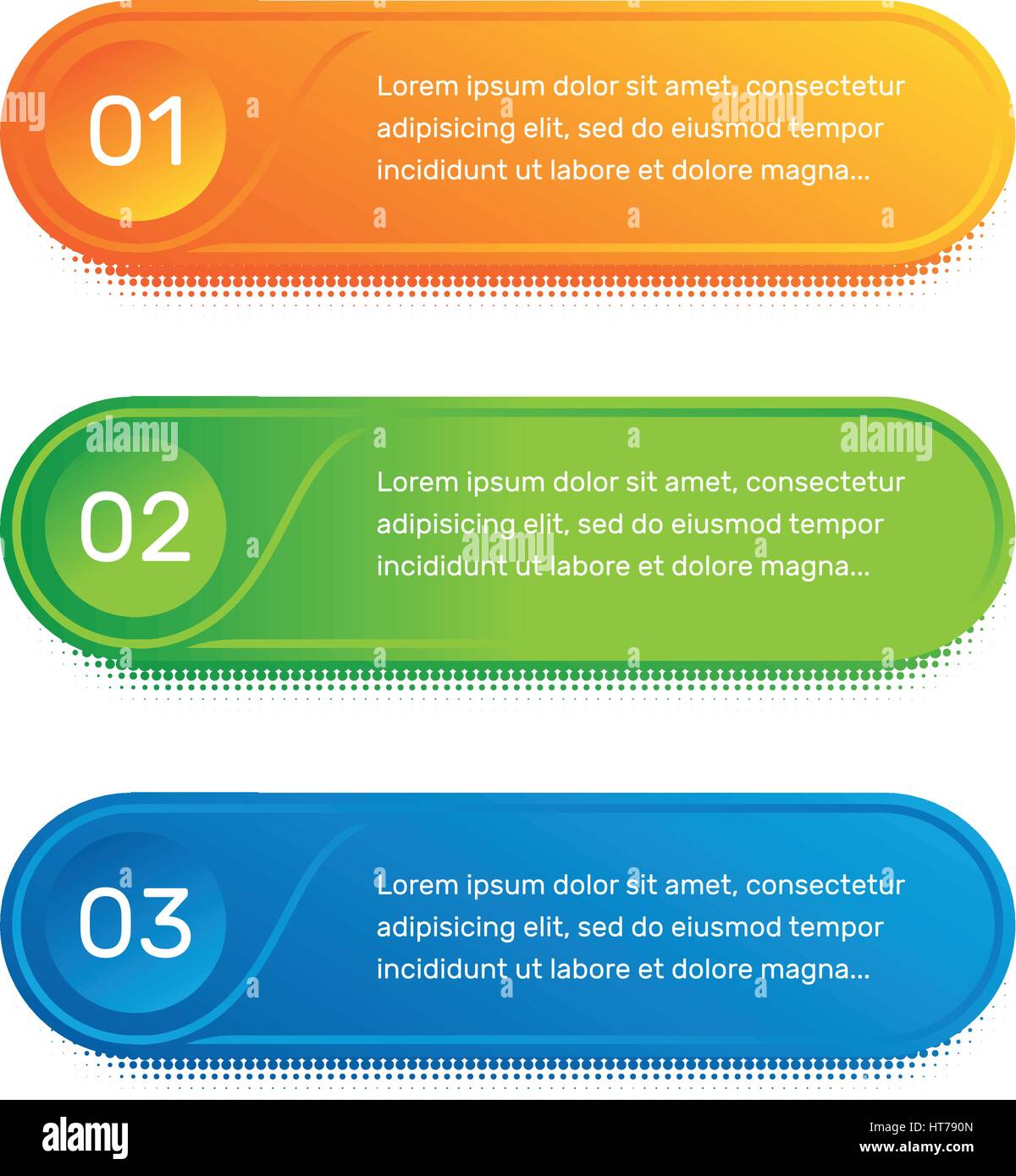 Workflow de mise en page. Aperçu du menu coloré pour l'interface de l'app. Nombre d'options. Web design de boutons éléments. L'infographie 1. 2. 3. modèle de scénario. Illustration du texte. Illustration de Vecteur