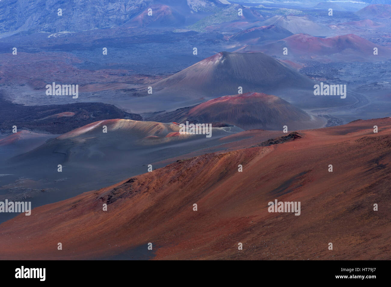 Désert de cendre avec cônes, Parc National de Haleakala, HI, États-Unis Banque D'Images