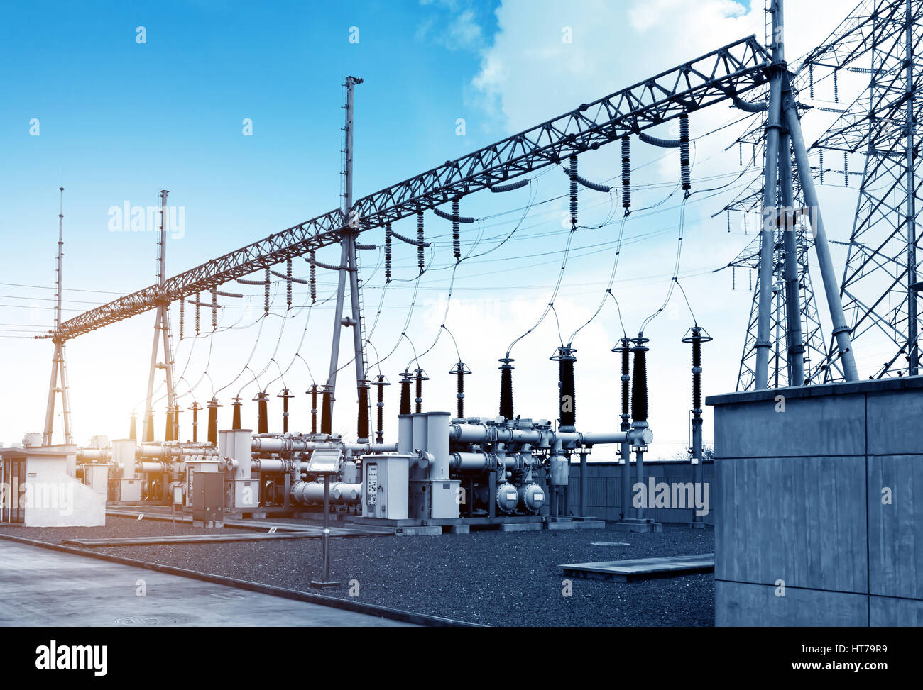 Poste de transformation haute tension Banque D'Images