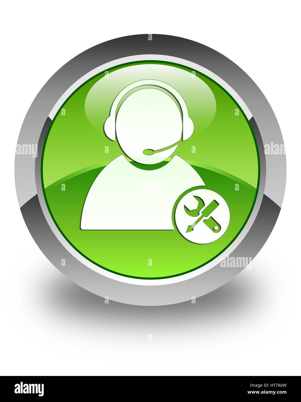 Support isolé sur l'icône bouton rond vert brillant abstract illustration Banque D'Images