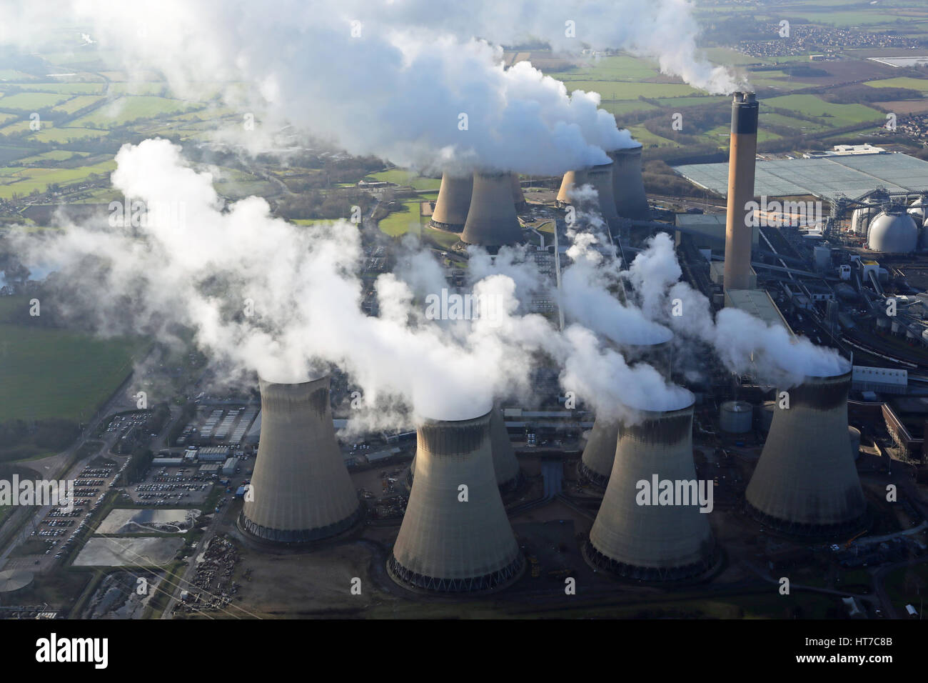 Vue aérienne de Drax Power Station dans le Yorkshire, UK Banque D'Images