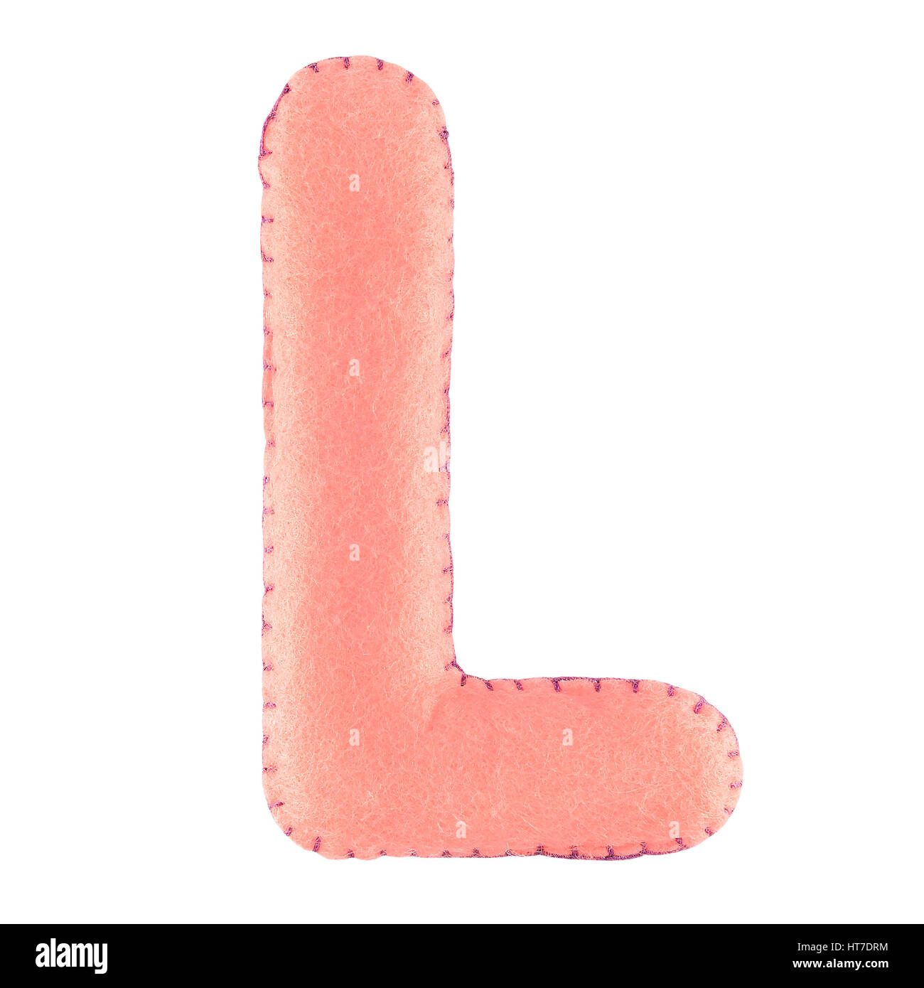 L- Lettre de feutre rose. Collection d'alphabet anglais bijou isoler sur fond blanc Banque D'Images