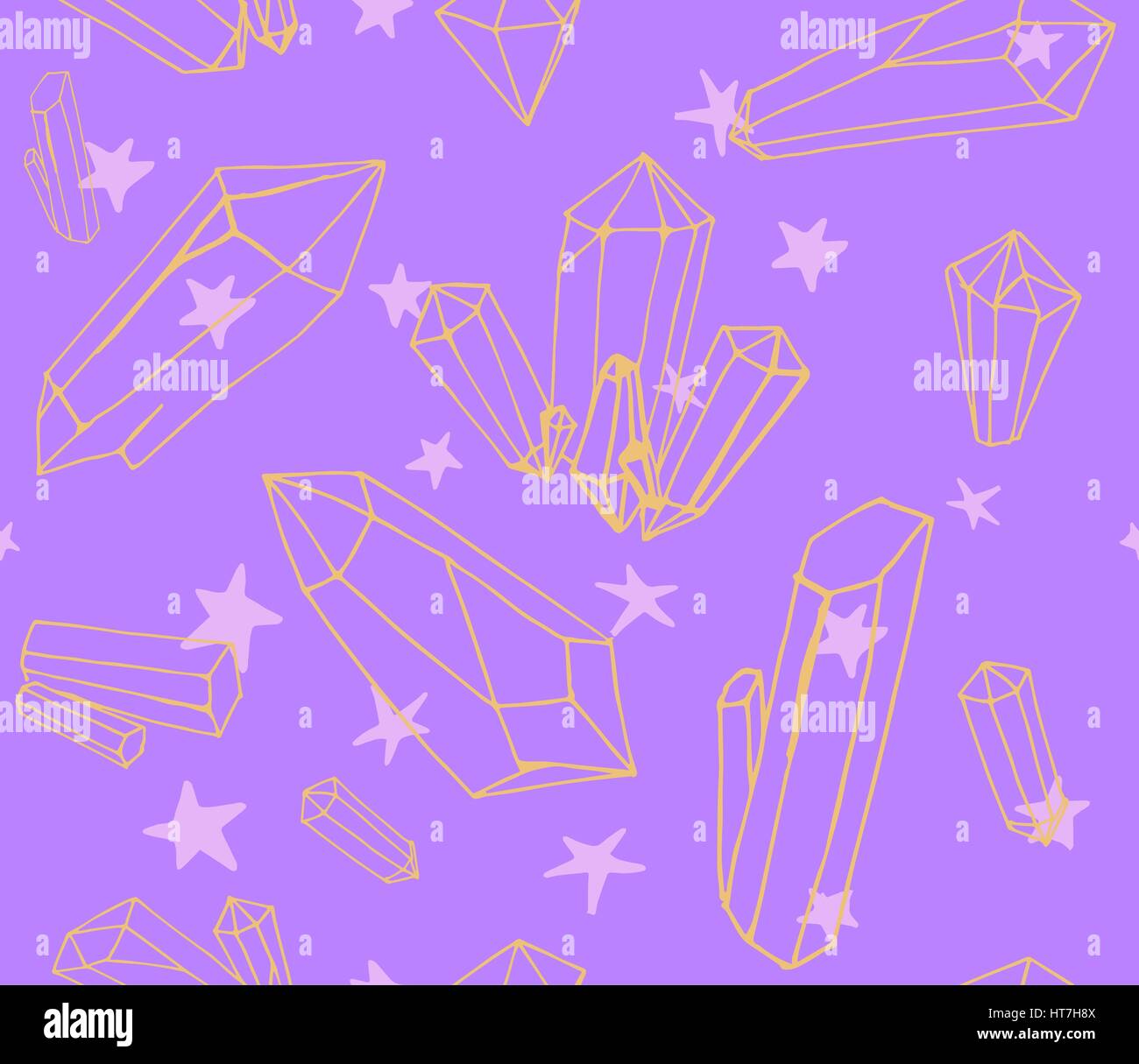 Hand drawn vector background de cristaux et de stars Illustration de Vecteur