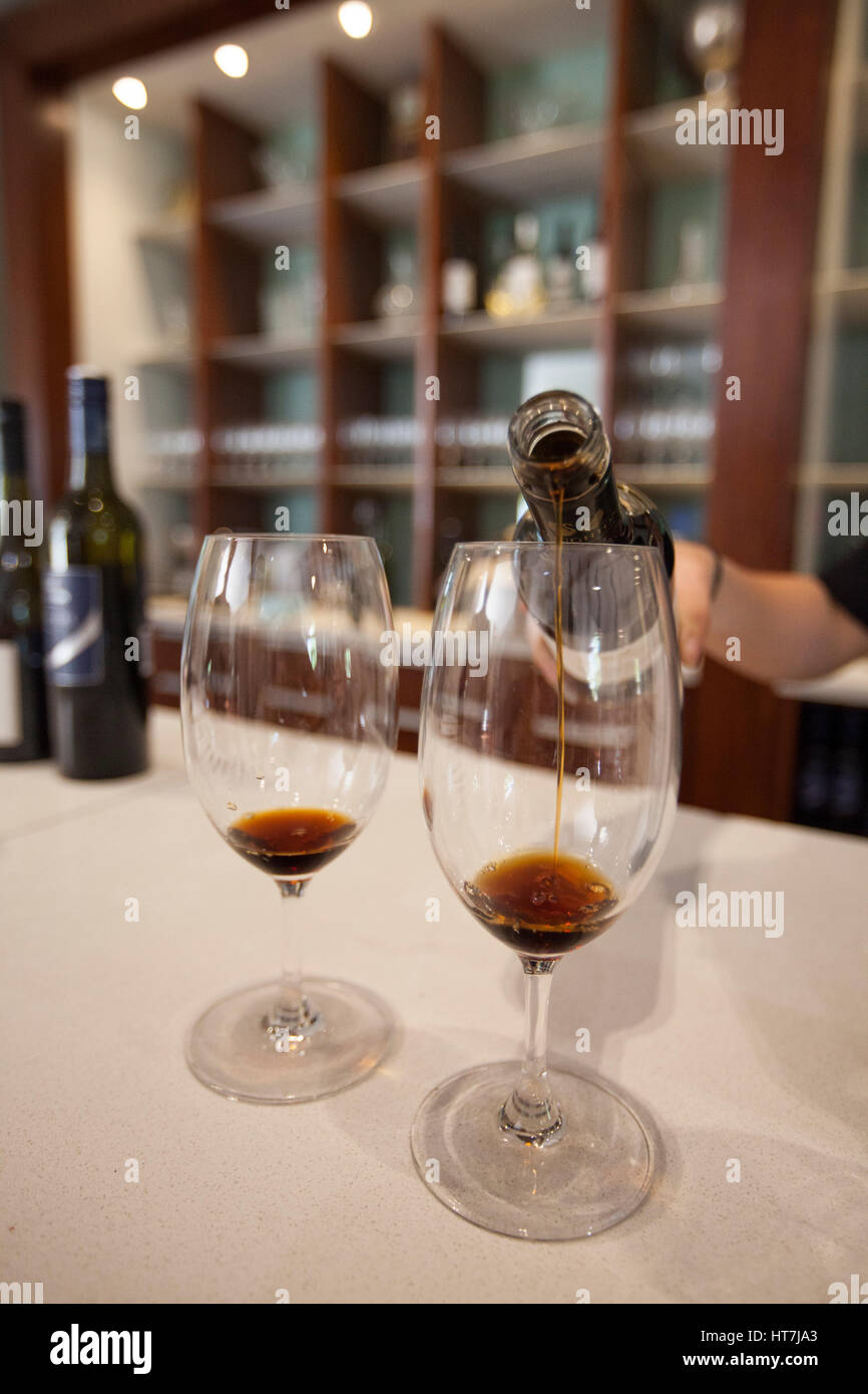 Close-up d'une dégustation de vins au Houghton Winery en Australie de l'Ouest Banque D'Images